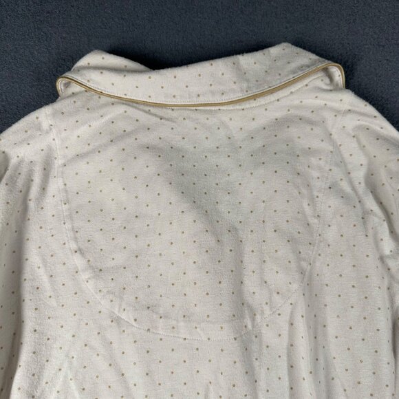 Soma Medium Ivory Gold Pin Dot Button Front Cotton Jersey Pajama Top Shirt - Picture 7 of 7